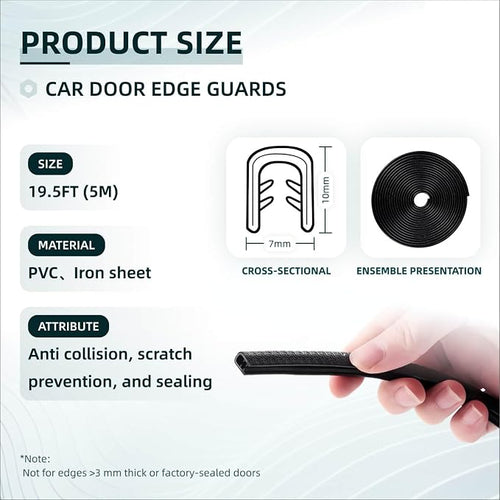 16.5FT(5M) U Shape Car Door Edge Guards Black compatible with Honda CRV SUV 2025 2024 2023 -2017 LX EX EX-L Upgraded- U-Shaped Automotive Trim Car Door Edge Protector No Glue Required, Fade-Resistant
