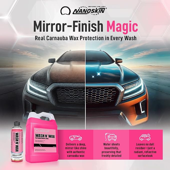 WASH N' WAX with Carnauba 5 gallons - Cleans & Shines in One Step | Works with Foam Cannon, Foam Gun, Bucket Washes, Pressure Washer | Carnauba Wax Protection for Cars