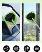 5 Pack Microfiber Pads, Replacement Heads Cover, Windshield Cleaner Tools, Washable & Reusable Triangle Pads, Fit for Window Reach Tool, Handle Not Included (Green)