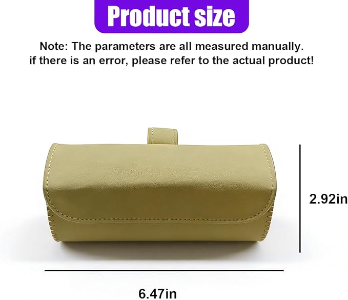 Sunglasses Holder for Car Sun Visor, Leather Car Sunglass Holder with Hidden Magnetic Closure, Clip On Glasses Case, Universal Storage Box Organizer Accessories (Beige)