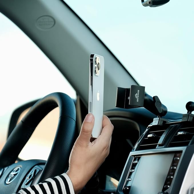 Phone Mount Made for Toyota 4Runner 2010-2024, CNC-Machined Aluminium, Universal Spring Loaded Holder, 360-Degree Swivel, One-Hand Operation