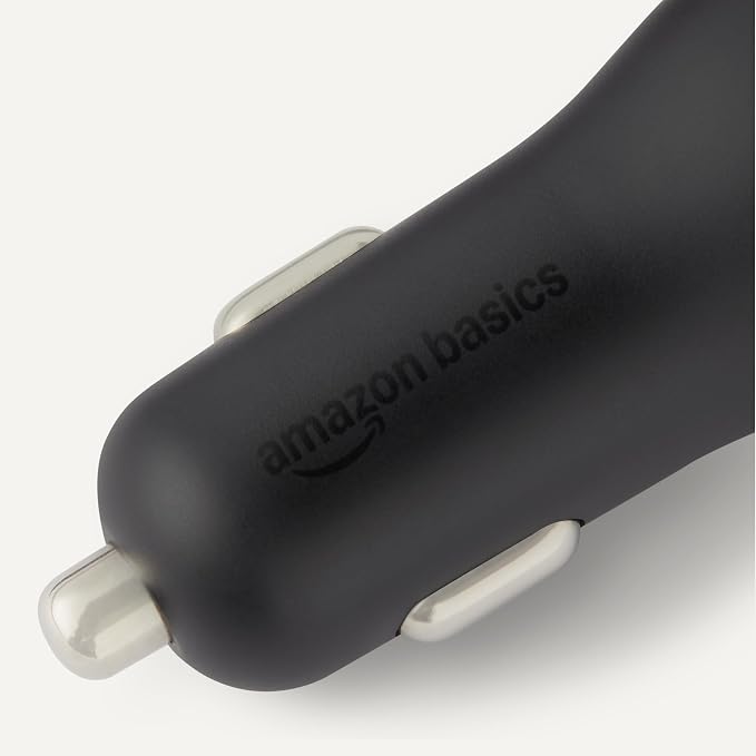 Fast-Charging Car Charger, 1 USB-C (20W) + 1 USB-A (12W), 32W, with 3-Ft Cable, Black