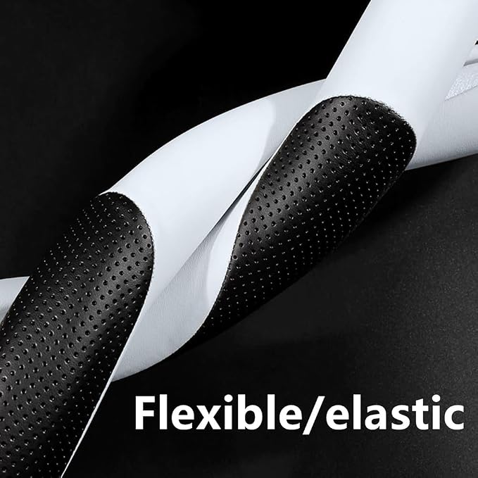 Leather Car Steering Wheel Cover, Elegant, Fashionable, Comfortable, Non-Slip, Breathable, Universal 15 inch, Black and White
