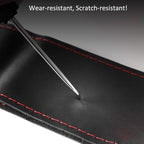 Steering Wheel Cover with Top Layer Genuine Leather and Anti-Slip Design, Soft Padding, Breathable, Universal 15 Inch Stitch on Wrap