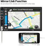 Car Radio Double Din Car Stereo 7" LCD Touch Screen in-Dash Head Unit with Bluetooth Support Mirror Link/DVR/USB/FM/SD/MIC MP5 +Rear View Camera& Remote Control