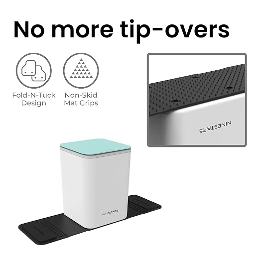 Mini Car Trash Can with Press Lid, 3L / 0.79 Gallon Small Garbage Bin, Foldable Leak-Resistant Design with Weighted Non-Slip Base for Car Floor & Center Console (White & Green)