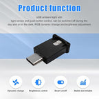 USB Type C LED Ambient Light, 8 Colors RGB Dynamic Gradient Brightness Interior Atmosphere Lamp, Mini Adjustable Car Accessories Replace Lighting Parts for Home Laptop
