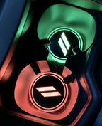 2PCS Rechargeable Ambient Led Light Car Cup Holder Coaster Decal with LDR and Accelerometer 2.7" for Dodge Charger Challenger Durango Dart R/T SRT for Jeep/Chrysler