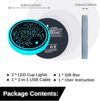 2PCS LED Car Cup Holder Lights, Light up Car Coasters for Cup Holders 7 Colors Changing USB Charging Mat Waterproof Cup Pad, Car Gifts for Men & Women