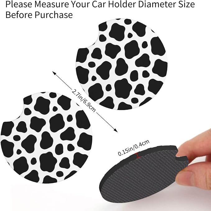 Cow Print Steering Wheel Cover - Cow Printe Steering Wheel Cover Anti-Slip Breathable 15 Inch Universal 2 Pcs Car Interior Cup Holder Pad for Men Women