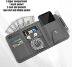 Car Sun Visor Organizer, Truck Visor Organizer, Leather Multi-Pocket Auto Visor Storage Pocket Pouch Holder with Zipper, Auto Accessories Storage Bag for Driving License Card Pen (Grey)