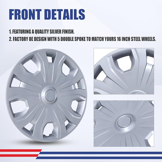 4Pcs 16 2014-2023 Wheel Hubcaps Wheel Cover Fits for Ford Transit | Connect Steel PP Material Snap-On Installation inch Car ReplacementLacquer