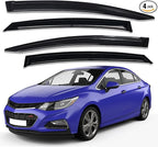 Extra Durable Outside-Mount Auto Vent Window Visor, Fits 2016-2019 Chevrolet Cruze (EXCLUDES 2016 Cruze Limited), UV Protection Rain Guard, Original Wind Deflector, No-Drill, Smoke, 4-Pcs