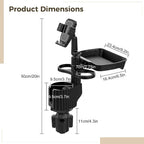 6-in-1 Car Cup Holder Expander with Tray & Phone Mount, Car Food Tray with 360° Rotation Adjustable Base, Car Cup Holder, Ideal for Drinks, Snacks, Foods
