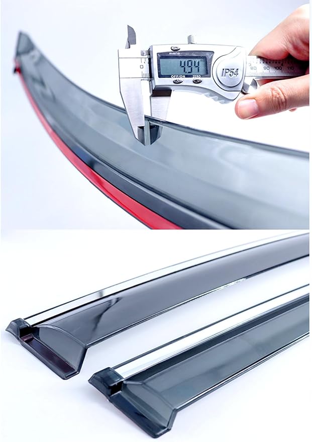4Pcs for Toyota Camry 2012-2017 Window Visor Rain Guard Deflector Chrome Trim Smoke