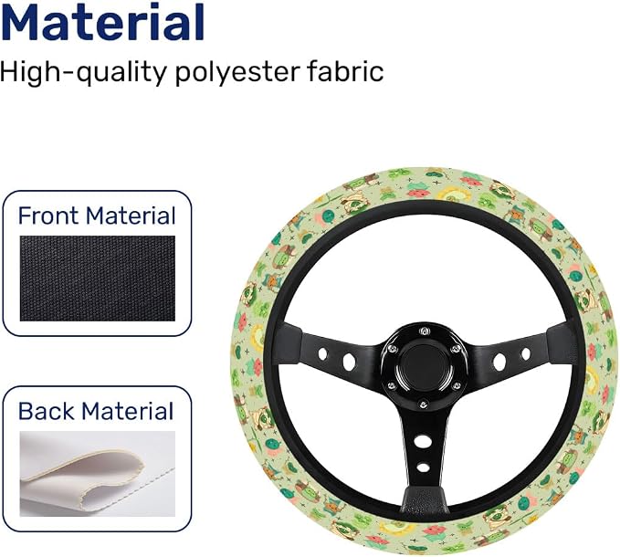 Leaf Mask Spirits Steering Wheel Cover, Non Slip Polyester Car Wheel Protector for Car SUV Truck, Universal 15 Inch
