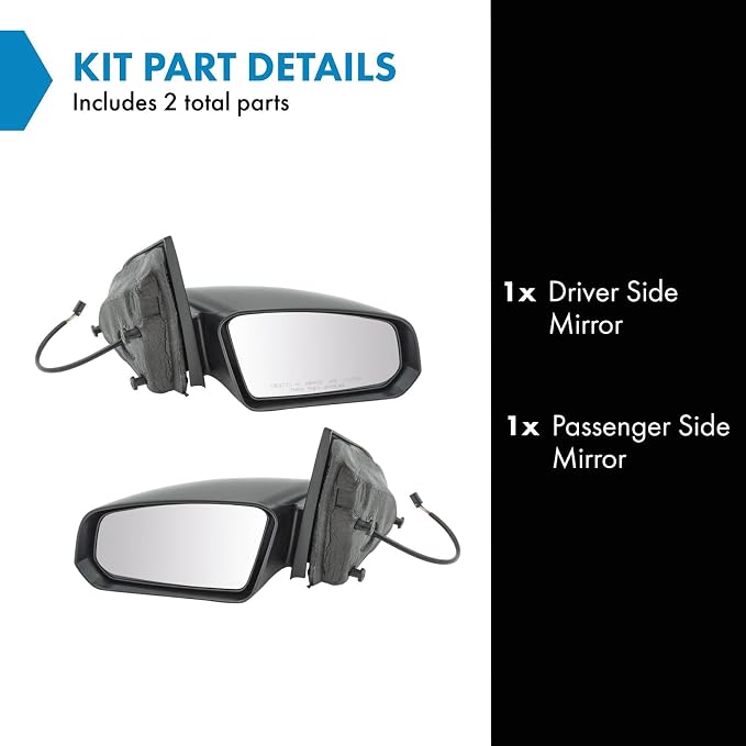 2 Piece Driver and Passenger Side Mirror Assembly Set Electric Adjustment Non-Heated No Memory Textured Compatible with 2003-2007 Saturn Ion GM1320360 GM1321360