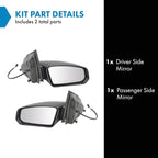 2 Piece Driver and Passenger Side Mirror Assembly Set Electric Adjustment Non-Heated No Memory Textured Compatible with 2003-2007 Saturn Ion GM1320360 GM1321360