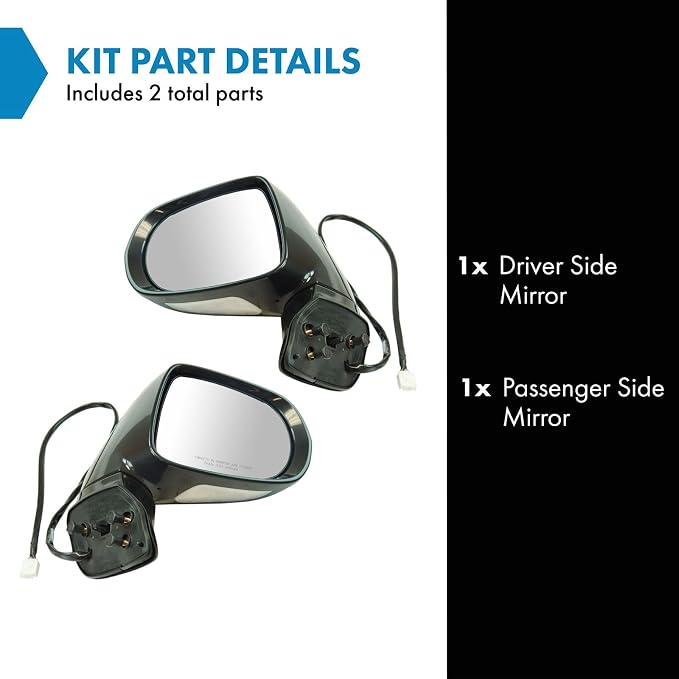 2 Piece Driver and Passenger Side Mirror Assembly Set Electric Adjustment Heated No Memory Black Compatible with 2013-2015 Lexus RX350 RX450h LX1320128 LX1321128