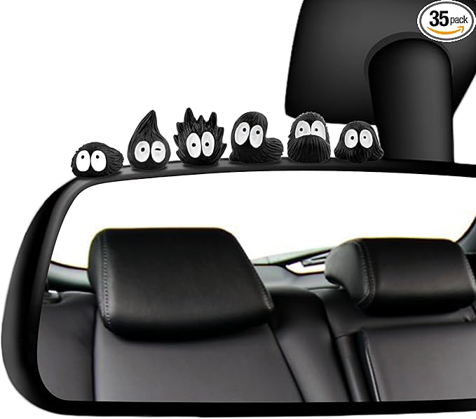 Cute Soot Sprites,35 Pcs Automotive Interior Decoration Accessories for Car Rearview Mirror and Dashboard,Cute Anime Decor for Home Garden Office,Funny Ornament Gifts(Black)