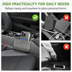 Car Seat Side Pocket Organizer, PU Leather Car Seat Gap Filler Bag, Car Seat Pocket Storage Bag for Phone, Keys, Sunglass, Wallet, Car Organizer Accessories for Seat, Door, Window (Grey)