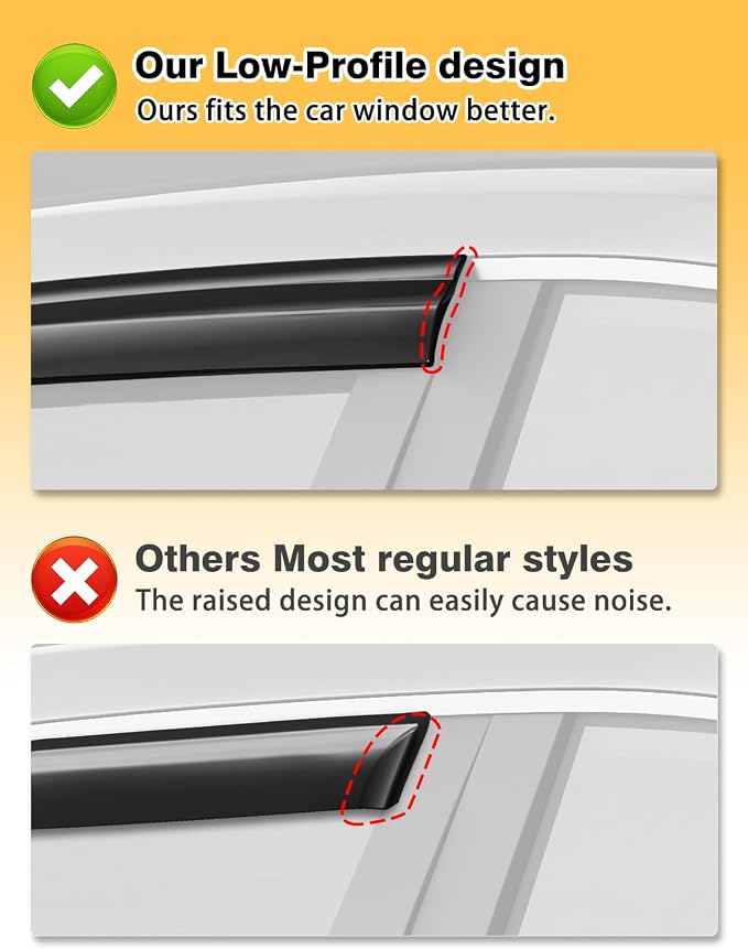 Outside-Mount Window Rain Guards Fit for 2024 2025 2026 Hyundai Santa Fe, Extra Durable Window Visors Wind Deflector Dark Smoke Vent Shades Car Tape-on 4-pcs with Thicker