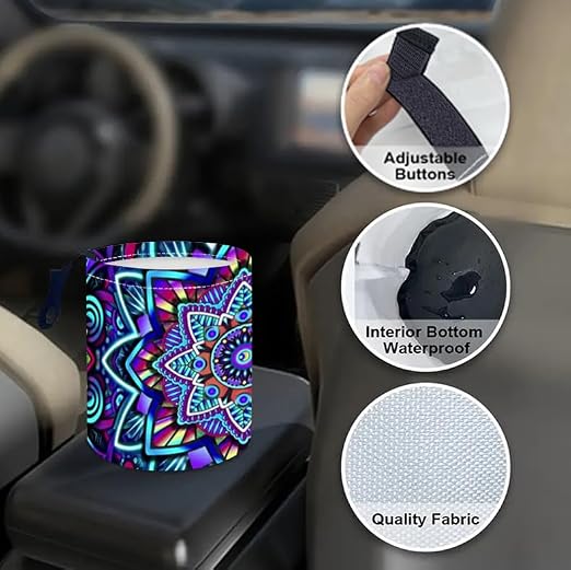 Portable Reusable Waterproof Car Trash Bin, Multipurpose Vehicle Organizer, Road Trip Essentials (Ethnic Style)
