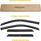 Window Visors for 2002-2009 Chevy(Chevrolet) Trailblazer, Rain Guards Shields Vent Deflector Shade Dark Smoke 2003 2004 2005 2006 2007 2008 02 03 04 05 06 07 08 09, Tape-On, 4PCS