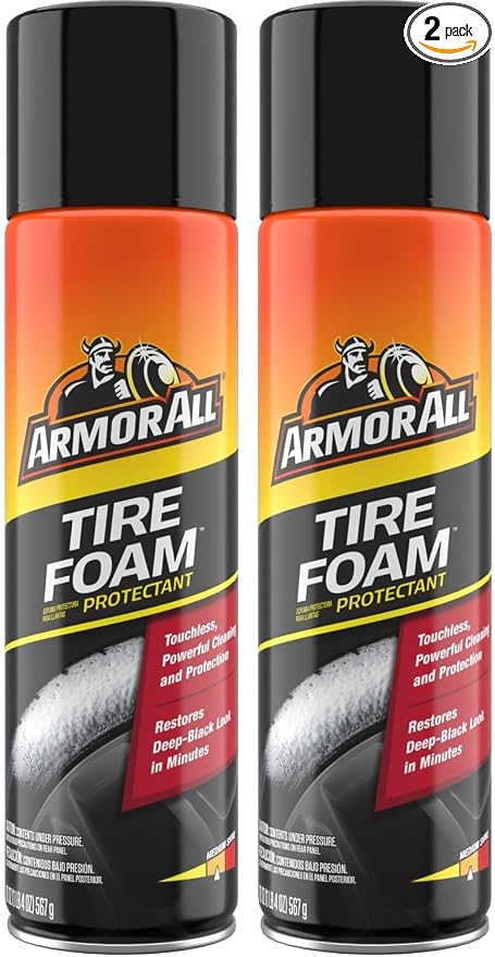 Tire Foam, Tire Cleaner Spray for Cars, Trucks, Motorcycles, 20 Oz Each, 1.25 Pound (Pack of 2)