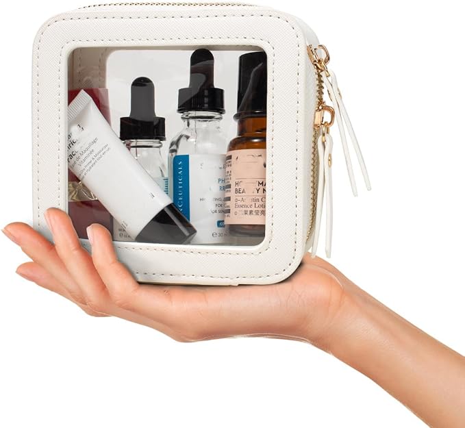 Clear Makeup Bag Small, TSA Approved Portable Toiletry Bag with Zipper Cosmetic Travel Bag Makeup Organizer Case Mini Makeup Pouch for Purse Car Organizer Bag for Women Men