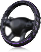 car Steering Wheel Cover Faux Leather Massage Universal fit 3D Honeycomb Hole Anti-Slip Sporty 15 Inches (Purple Black)