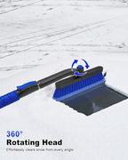 33 Inch Snow Brush and Ice Scraper for Car Windshield, Extendable Snow Scraper and Brush with Foam Grip for Truck SUV Vehicle Window - Blue