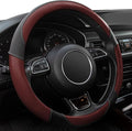 Steering Wheel Covers Black Universal Microfiber Leather, Suitable for 14 1/2-15 inch Car Steering Wheel Cover, Breathable, Anti Slip- Wine Red