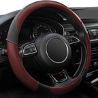Steering Wheel Covers Black Universal Microfiber Leather, Suitable for 14 1/2-15 inch Car Steering Wheel Cover, Breathable, Anti Slip- Wine Red