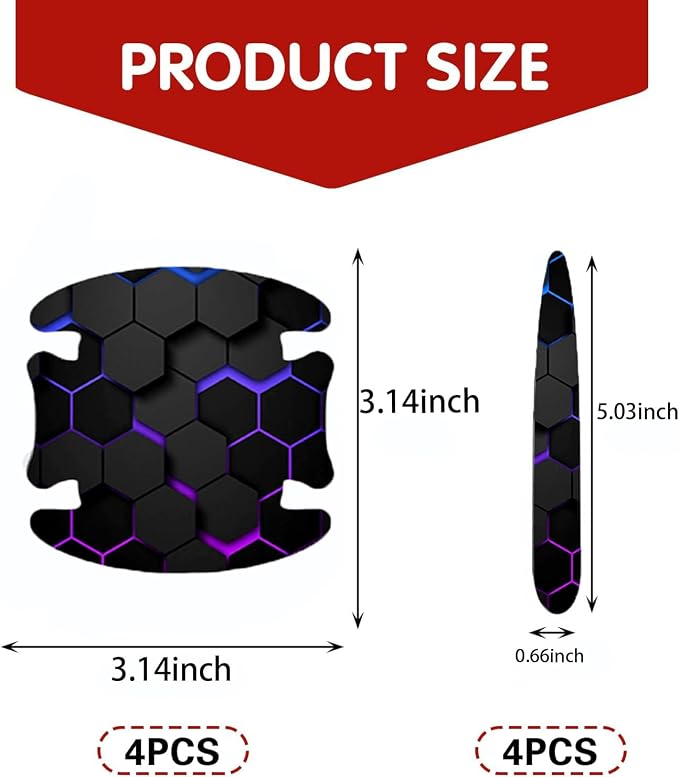 3D Texture Car Door Handle Protector ，Anti-Scratch Waterproof Paint Protection Film, Car Door Bowl Guard Sticker，Universal Vehicle Exterior Decoration Accessories (Purple B)