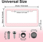 Polka Dots License Plate Frames，Polka dots Car Accessories for Women and Men ，Cute License Plate，Aluminum License Plate Frame Fits Standard US Vehicles Size 12.2 x 6 Inch (Pink-Polka dots)
