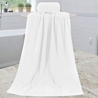 Microfiber Bath Towels Set of 2, 30" x 60", Large Bathroom Towel Oversized, Soft, Super Absorbent Fast Drying for Shower Sauna Swimming Hair Wrap, Beach, Sport, Fitness, Yoga (White)