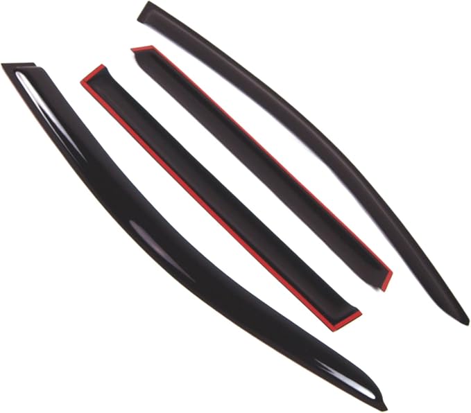 Outside Mount Window Vent Visors Rain Guards Compatible with Volkswagen Touareg 2004-2007 | Side Window Wind Deflectors Rain Shields | Smoke Tinted, 4 Pcs Set, DGWV-480