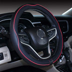 Small Size Steering Wheel Cover Anti-Slip,Safety,Soft,Breathable,Durable,Full Surround,Comfortable Grip Microfiber Leather (14-14.25 inch,Black Red)