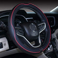 Universal Standard Size Steering Wheel Cover Anti-Slip,Safety,Soft,Breathable,Durable,Full Surround,Comfortable Grip Microfiber Leather (14.5-15 inch,Black Red)