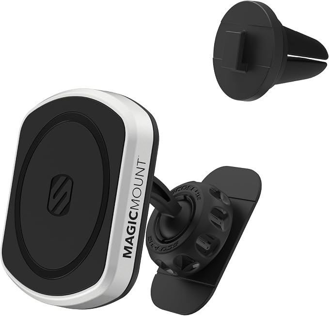 MP2DVM MagicMount Pro2 Magnetic Cell Phone Holder, Adhesive Car Dashboard Mount with Removable Vent Clip, Hands-Free Phone Stand Compatible with MagSafe, iPhone 16/15/14/13/12 Series and More