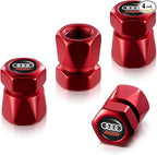 Tire Valve Stem Caps for Audi Metal Car Wheel Air caps Auto Valve Stem Caps Accessories 4 Pcs (red)