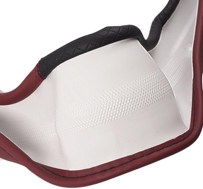 Rhombus Leather Universal Steering Wheel Cover, Fit for Suvs,Trucks,Cars,Sedans,Vans (Black&Burgundy)