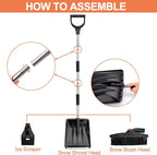 3-in-1 Portable Snow Shovel Kit with Ice Scraper and Snow Brush, Emergency Collapsible Design Snow Remover Set for Garden, Camping, Car, Trucks and Other Outdoor Activities