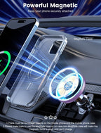 for Magsafe Car Mount Charger-15W Wireless Car Charger-Magnetic Car Phone Holder for Dash Air Vent-LED RGB HandsFree Car Mount Fast Car Charger for iPhone 14/13/12 Series