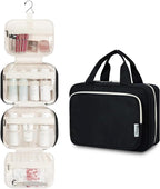 Hanging Toiletry Bag for Women Travel Makeup Bag Organizer Toiletries Bag for Travel Size Essentials Accessories Cosmetics (Black (Medium))