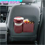 Car Side Door Organizer, Leather Auto Back Seat Storage Pouch with Cup Holder, Car Console Side Trash Can, Universal Vehicle Interior Organizer Pocket for Phone, Coin, Sunglasses (Red)