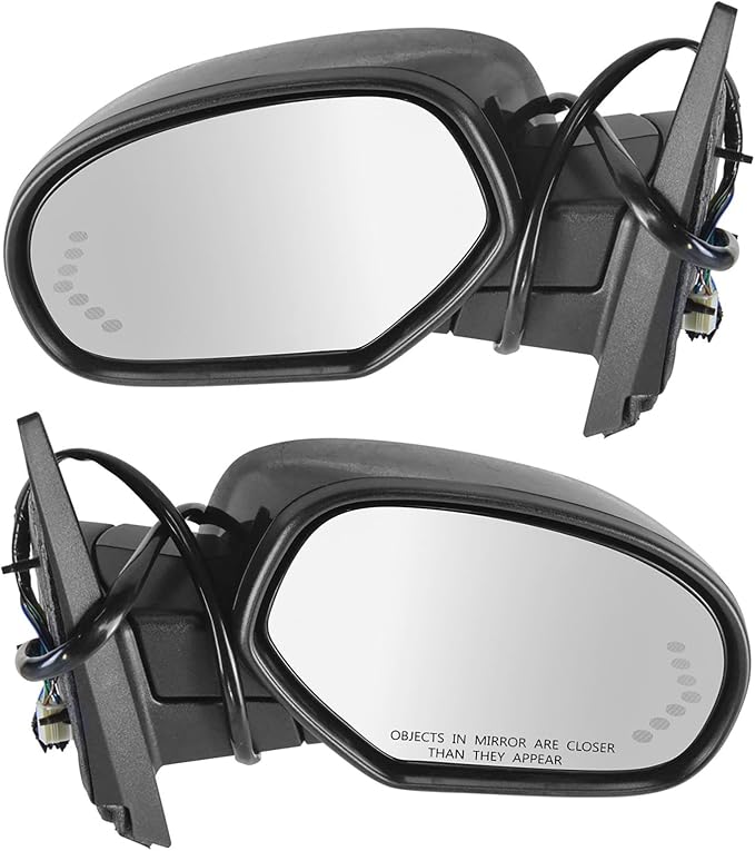 2 Piece Driver and Passenger Side Mirror Assembly Set Power Folding Electric Adjustment Heated Memory Black Compatible with 2007-2014 Chevy Silverado 2500 HD 3500 HD 2007-2010 GMC Sierra GM1320339