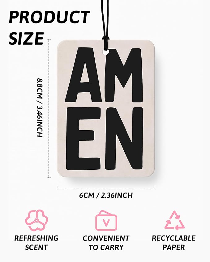 Grey Boho Christian Car Air Freshener 4 Pcs for Women Men | Religious Car Accessories Mirror Decor, Grey Christian Hanging Air Freshener for Cars Closet Drawer Books