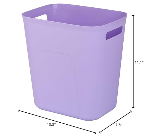 Plastic Small Bathroom Trash Can Wastebasket, 3.5 Gallon, Purple | Compact Sturdy Garbage Can for Bathroom, Laundry Room, Kitchen, Office, Kids Room, Dorm, Durable, Easy to Clean